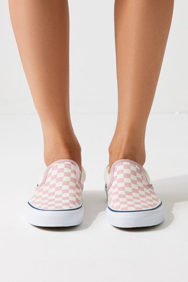 Pink check outlet slip on vans