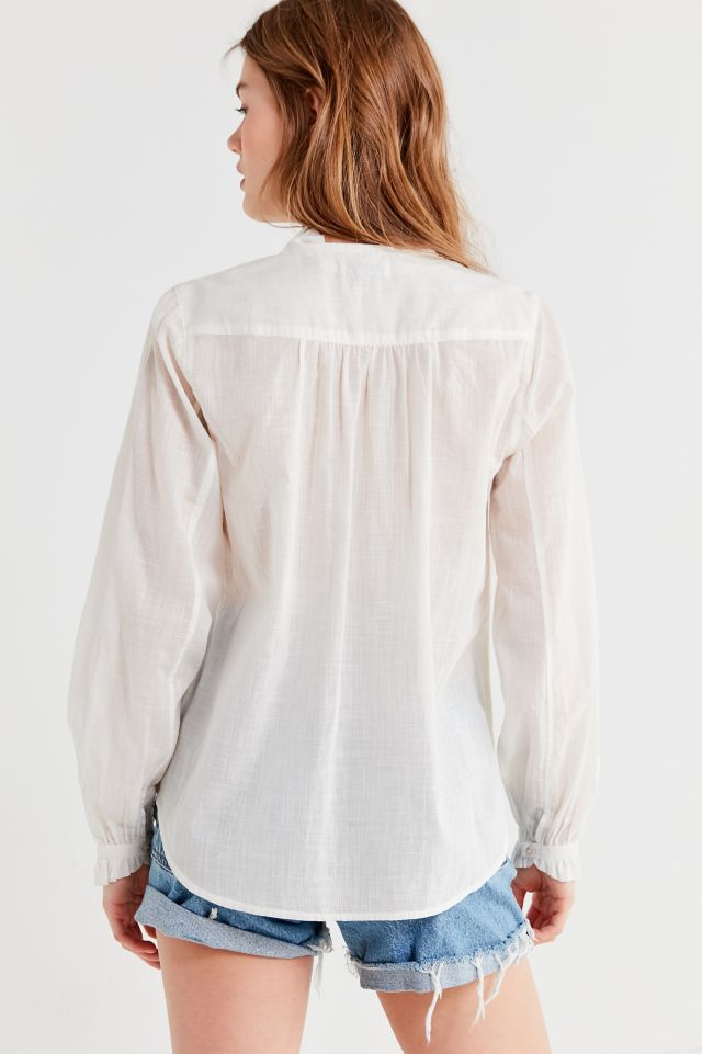 UO Madelyn Ruffle Collar Button-Down Top #1