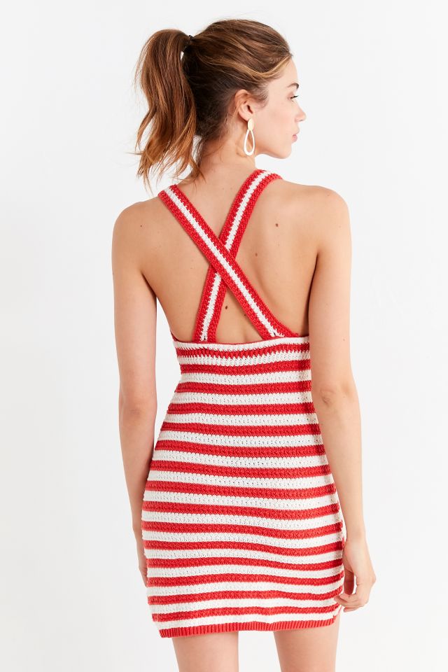 UO Maura Striped Crochet Mini Dress #3
