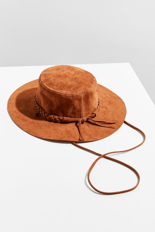 Brown Faux Suede Cowgirl Hat with Braided Trim Amazon.com: Brown Faux Suede Cowboy Hat - 1 Pc. - Perfect  main image 4