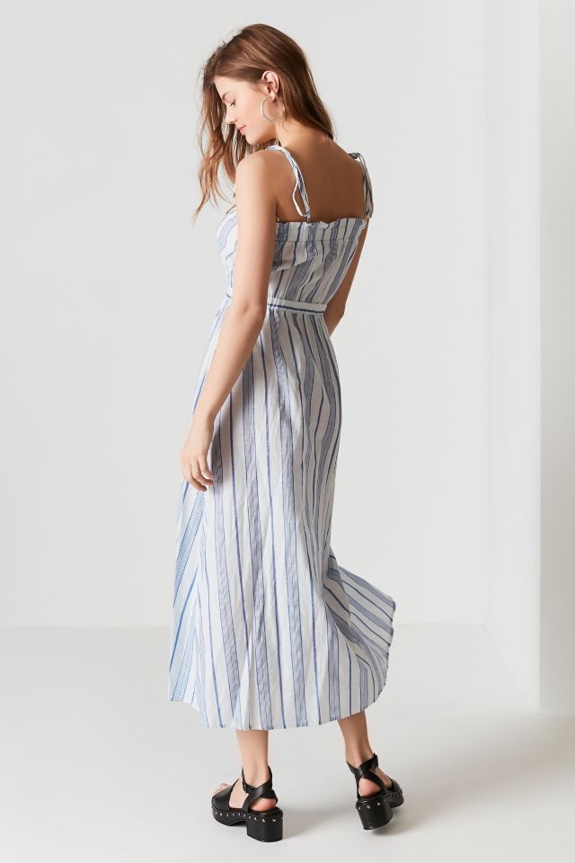 Moon River Tie-Shoulder Button-Down Midi Dress #1