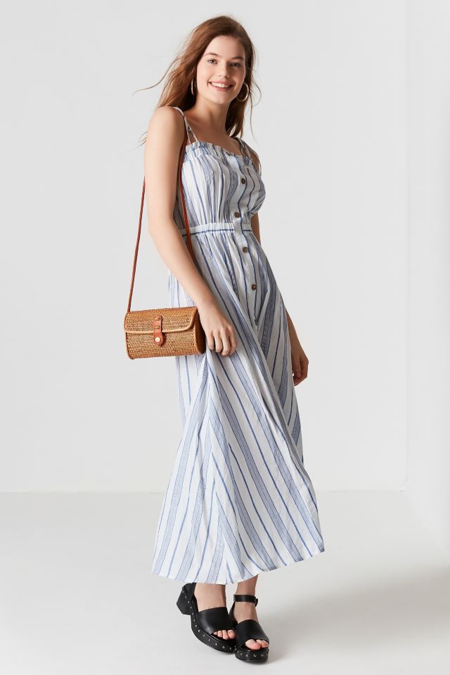 Moon River Tie-Shoulder Button-Down Midi Dress #2