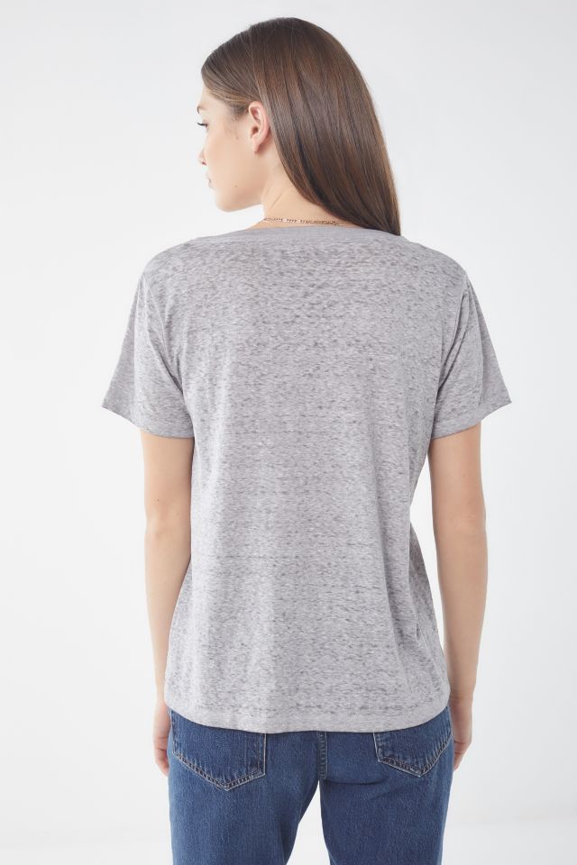 Urban Outfitters Sheer Burnout V-Neck Tee in White