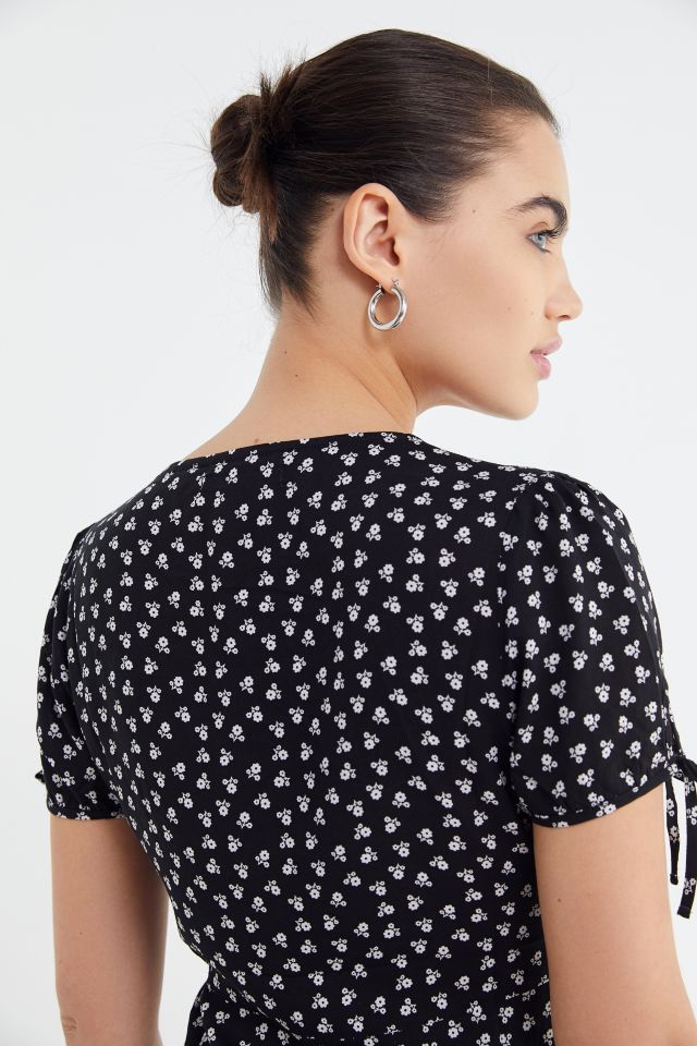 UO Button-Down Tie-Sleeve Blouse #1