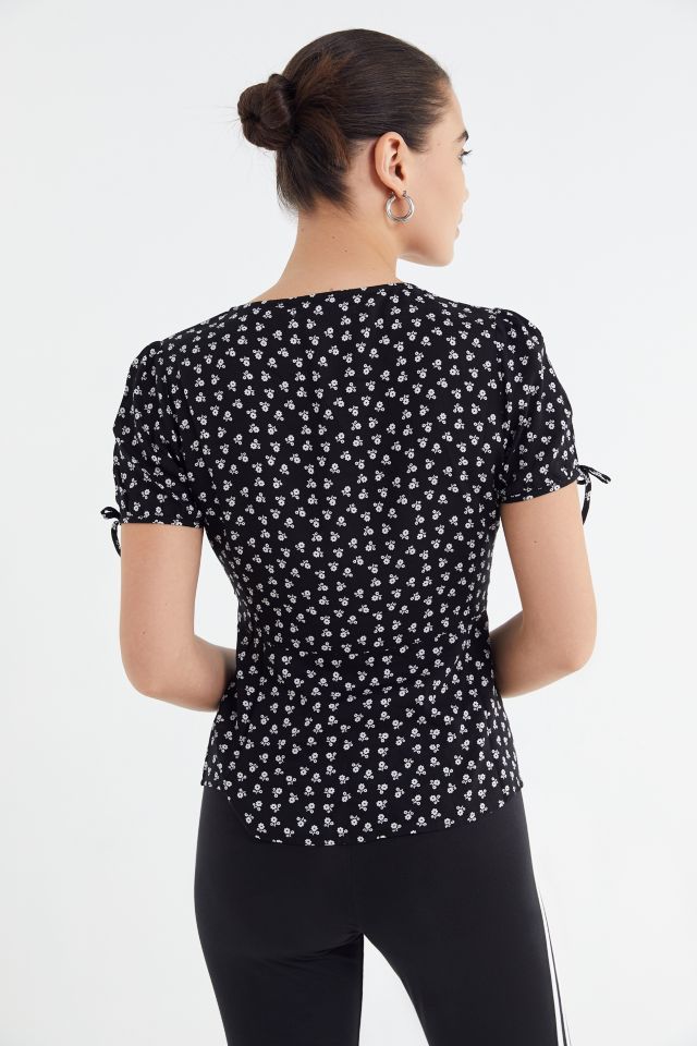 UO Button-Down Tie-Sleeve Blouse #3