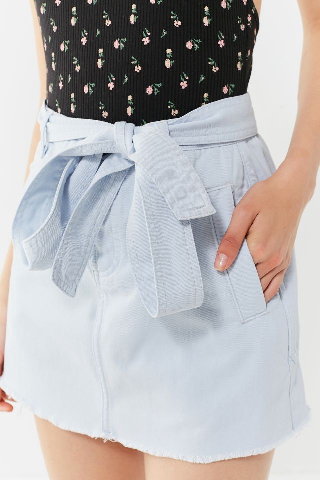 UO Twill Frayed Blue Mini Skirt #1