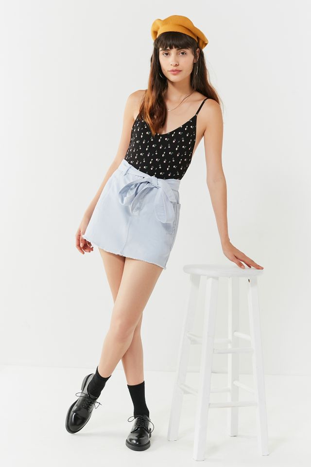 UO Twill Frayed Blue Mini Skirt #2