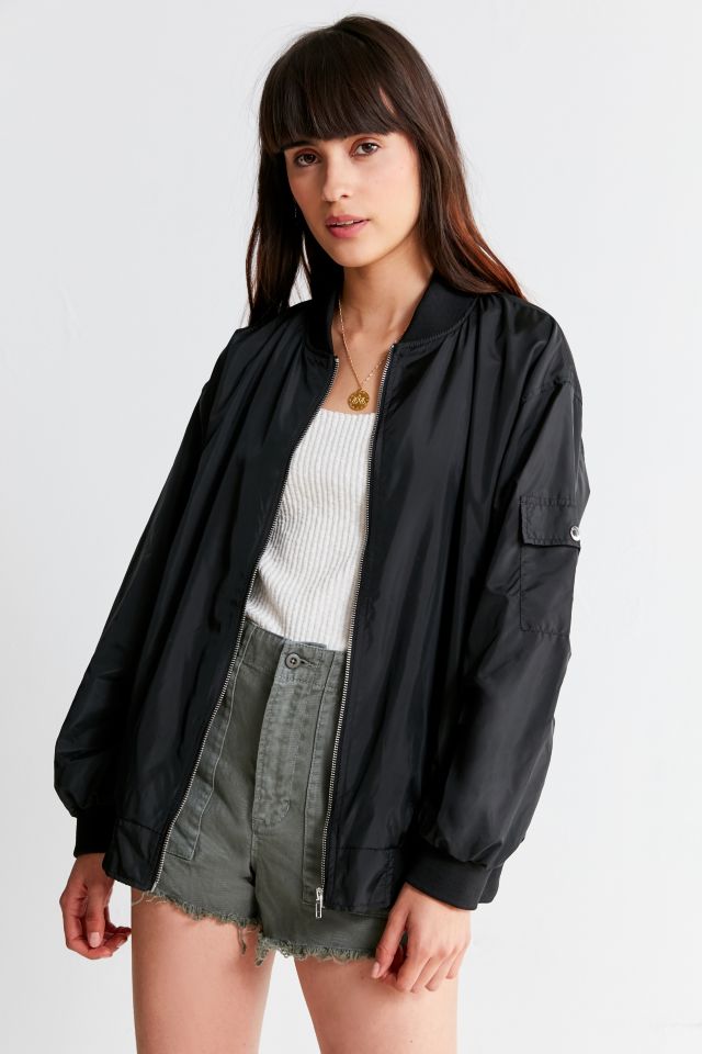 Urban outfitters 2025 black bomber jacket