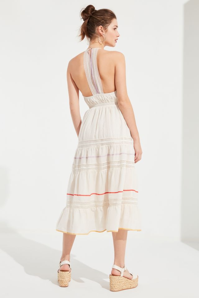 UO Lace-Trim Tiered Midi Dress #2