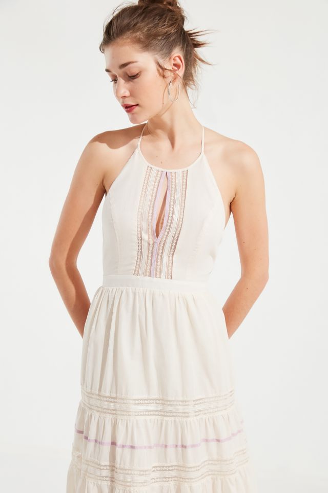 UO Lace-Trim Tiered Midi Dress #3