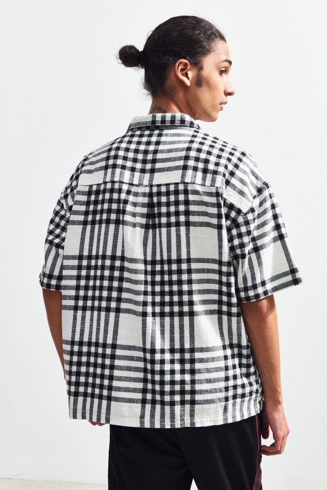 UO Checked Relaxed Half Sleeve Dad Button-Down Shirt #3