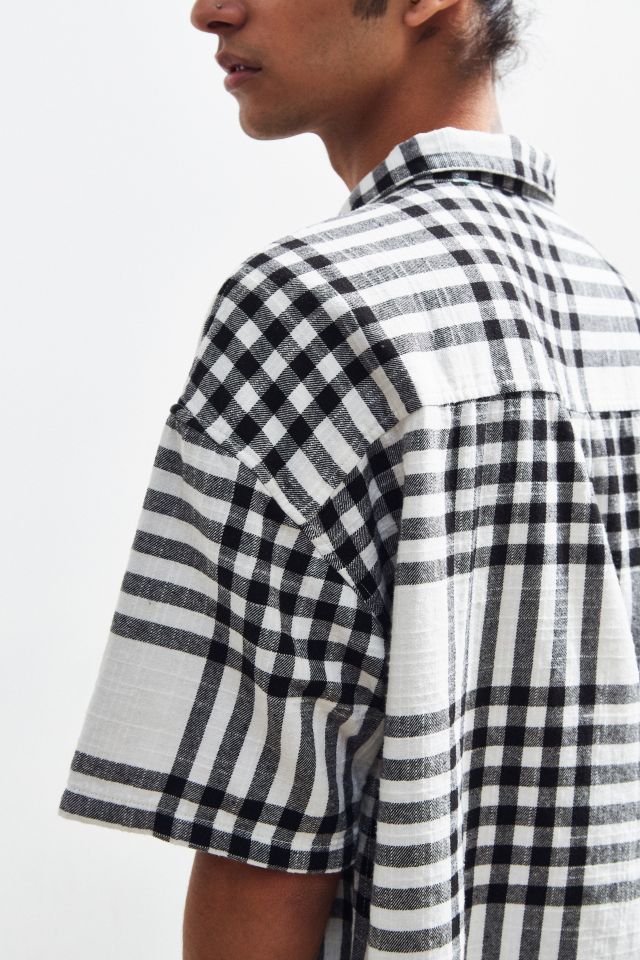 UO Checked Relaxed Half Sleeve Dad Button-Down Shirt #4