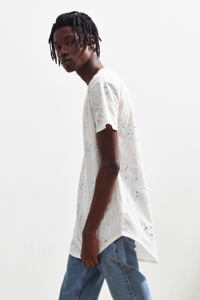 UO Splatter-Dye Scoop Neck Curved Hem Tee #1