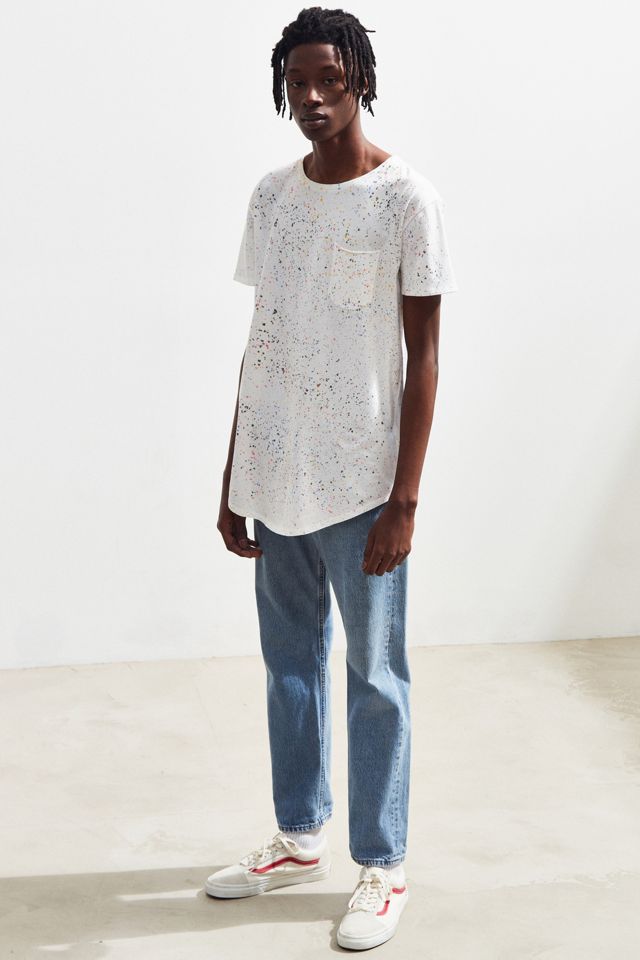 UO Splatter-Dye Scoop Neck Curved Hem Tee #5