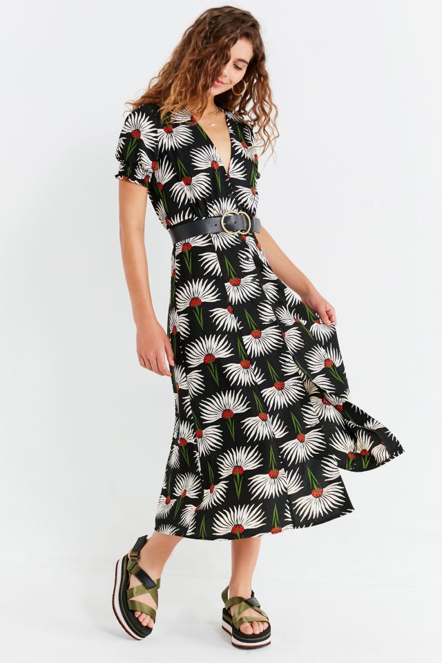 UO Button-Down Plunging Midi Dress