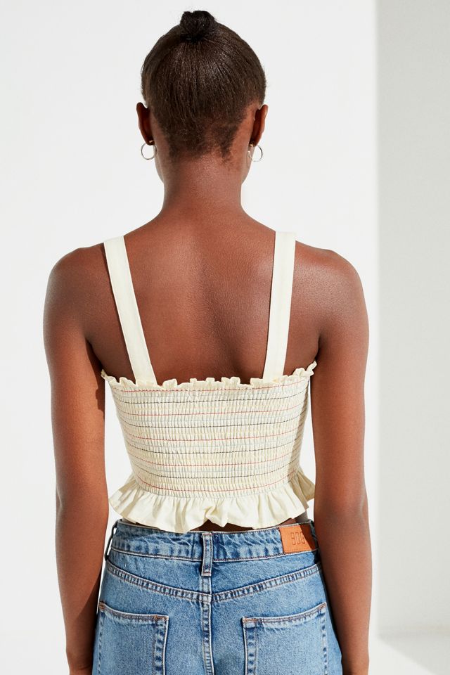 UO Smocked Button-Down Peplum Top #2