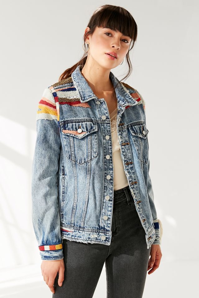 BLANKNYC Liquid Summer Embroidered Denim Trucker Jacket #1