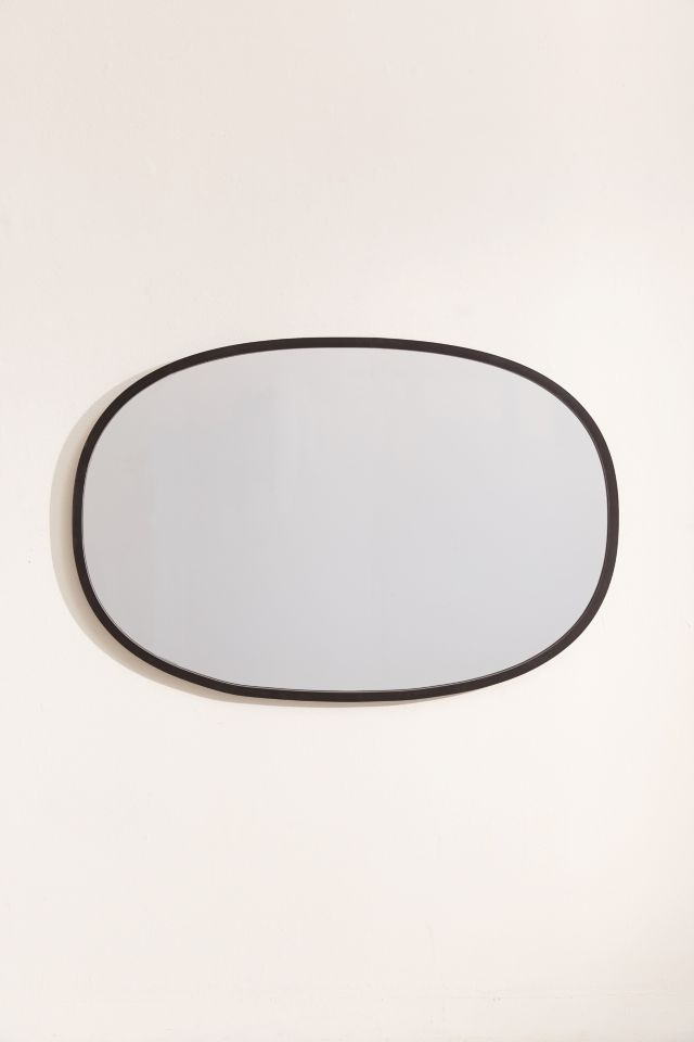 Modern Industrial Hub Oval Wall Mirror with Black Rubber Rim
