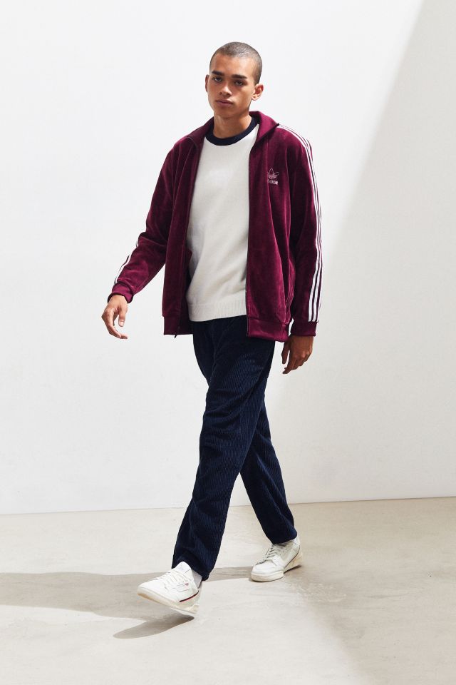 Adidas velour 2024 tracksuit bordeaux