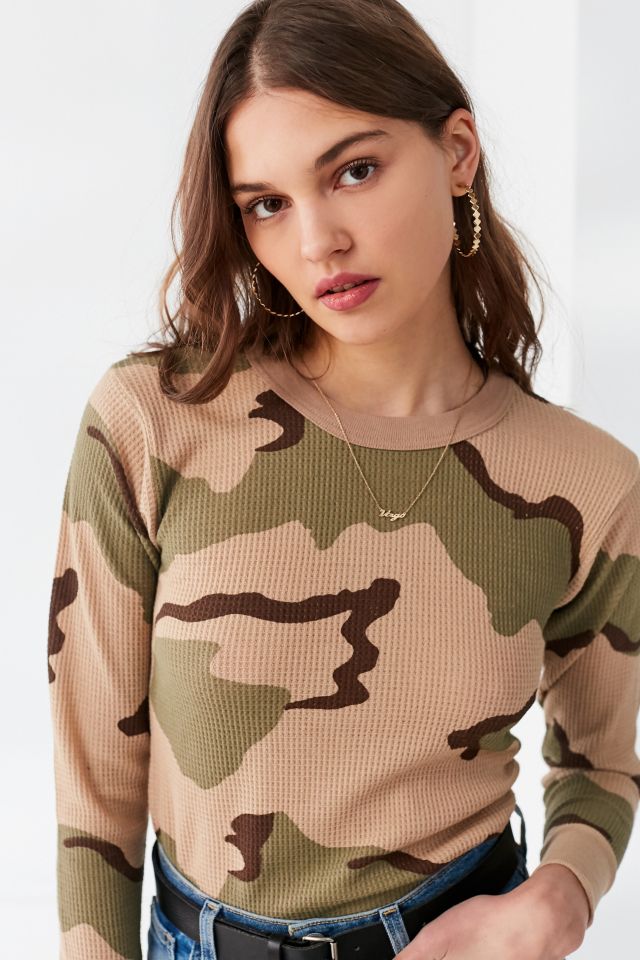 Vintage Camo Thermal Ringer Top