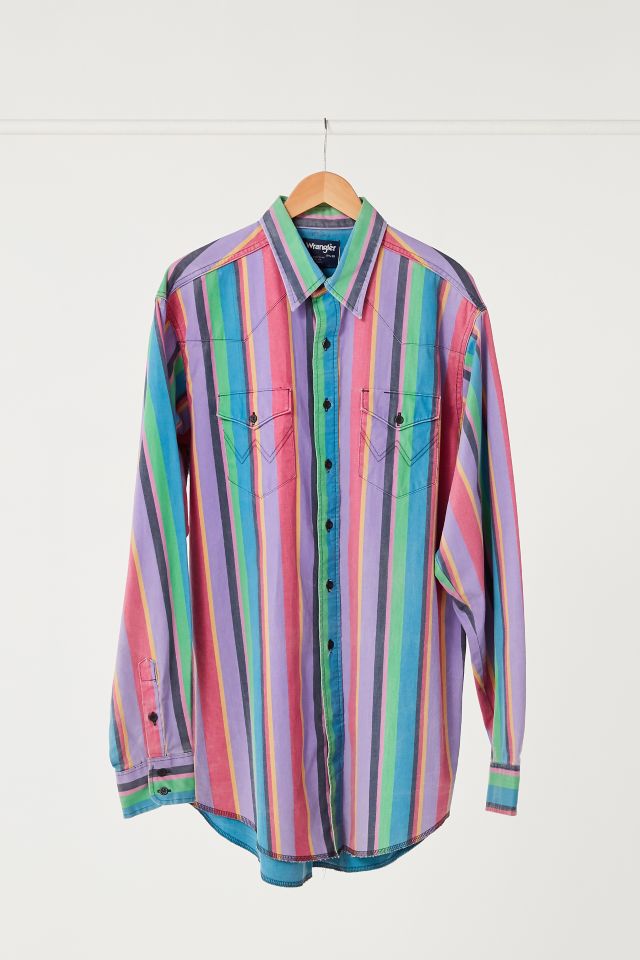 Vintage Wrangler Multi Stripe Button-Down Shirt | Urban Outfitters