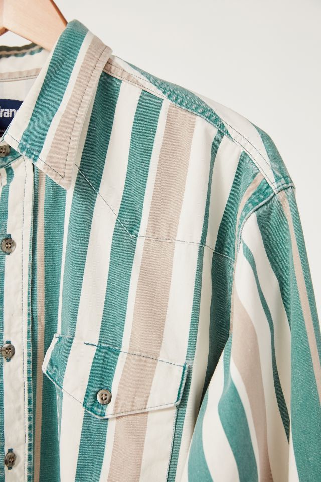 Vintage Wrangler Green + White Button-Down Shirt #2