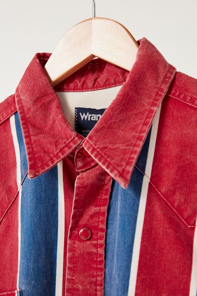 Chemise boutonnée vintage à rayures rouges, blanches et bleues Wrangler #3