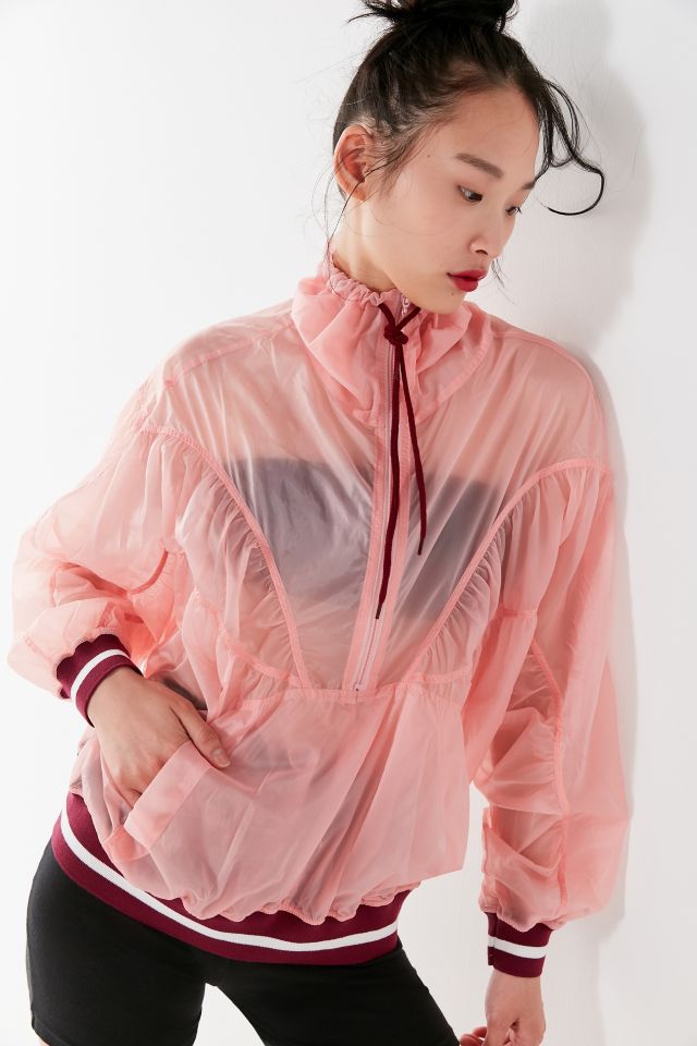 Pink hot sale pullover windbreaker