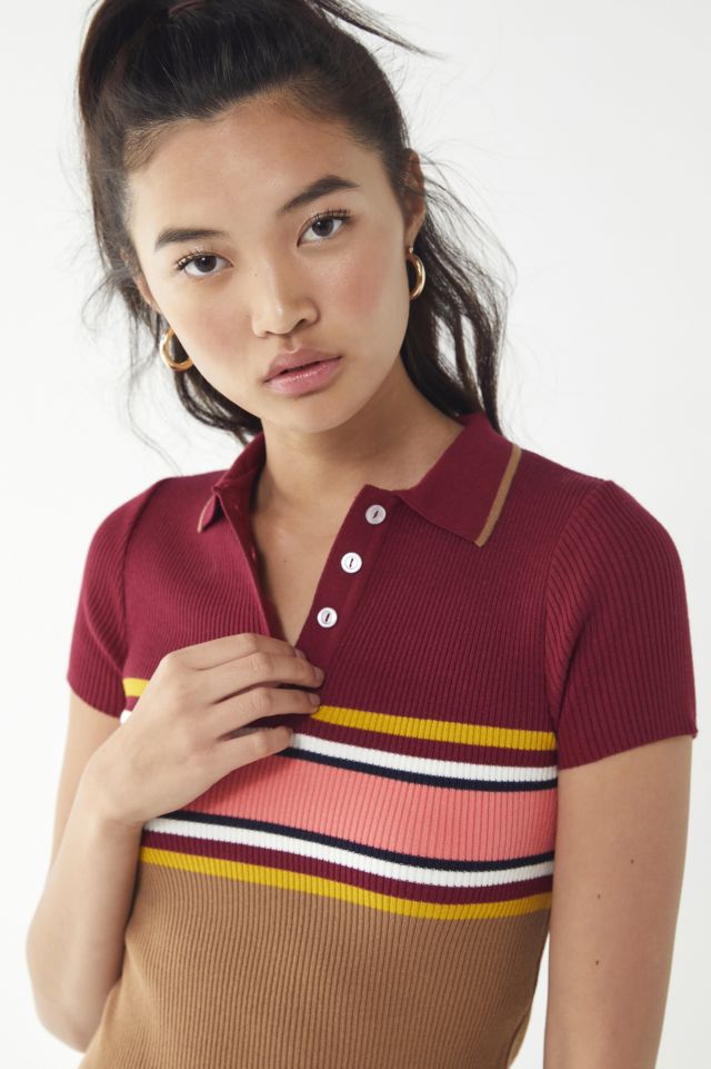 UO Striped Button-Down Polo Dress #3