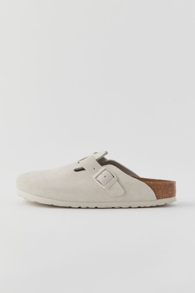 Birkenstock Off-white Narrow Boston Soft Footbed Slip-on Loafers In Antique White