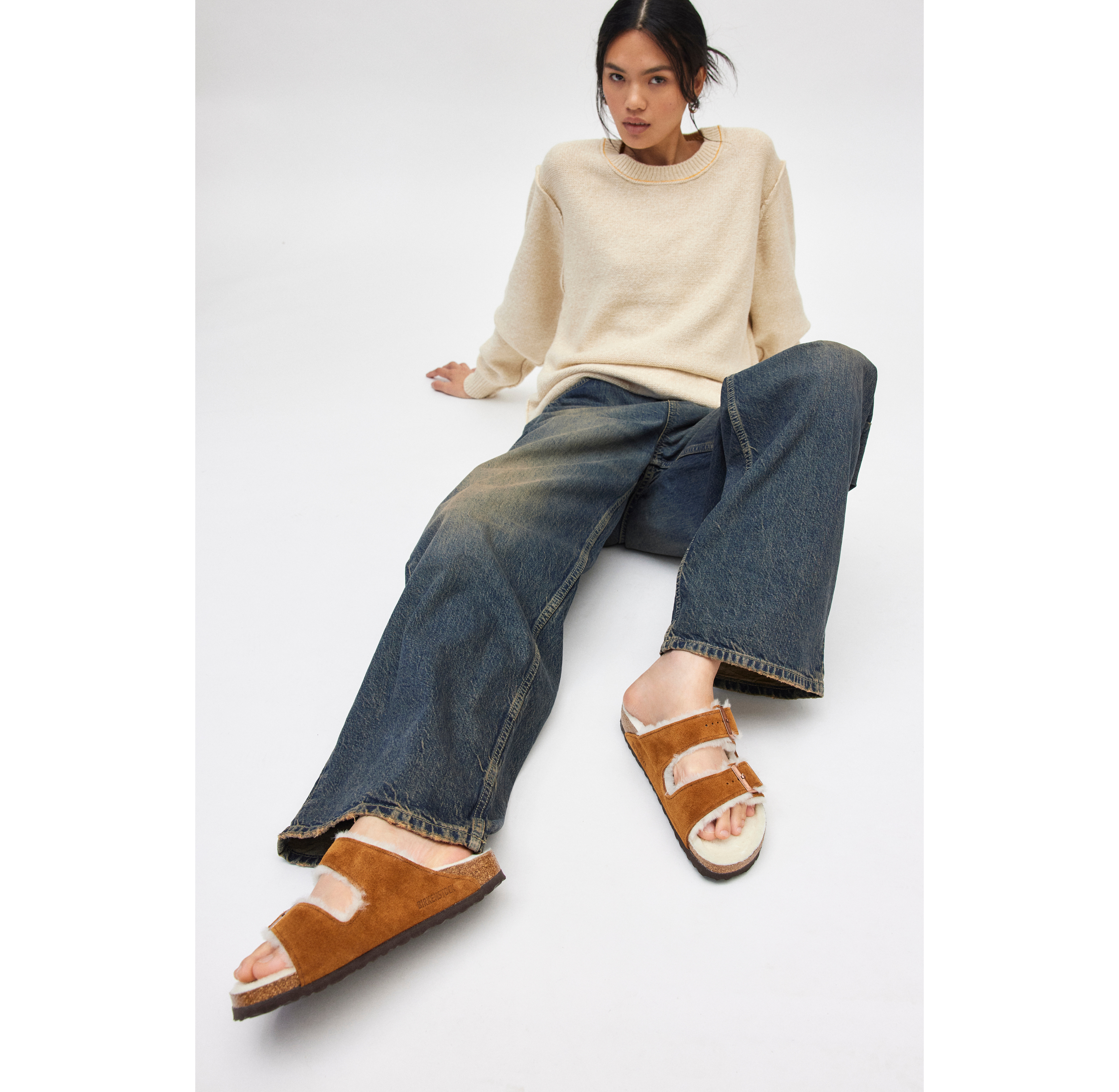Birkenstock Women's Arizona Strappy Shearling Sandals
