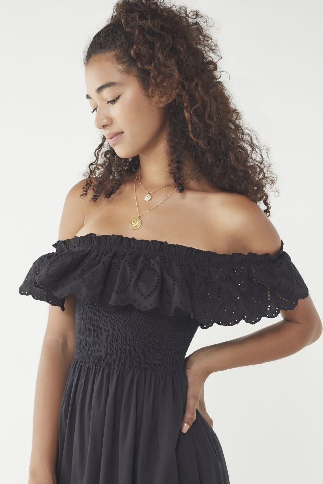 UO Off-The-Shoulder Eyelet Midi Dress #1