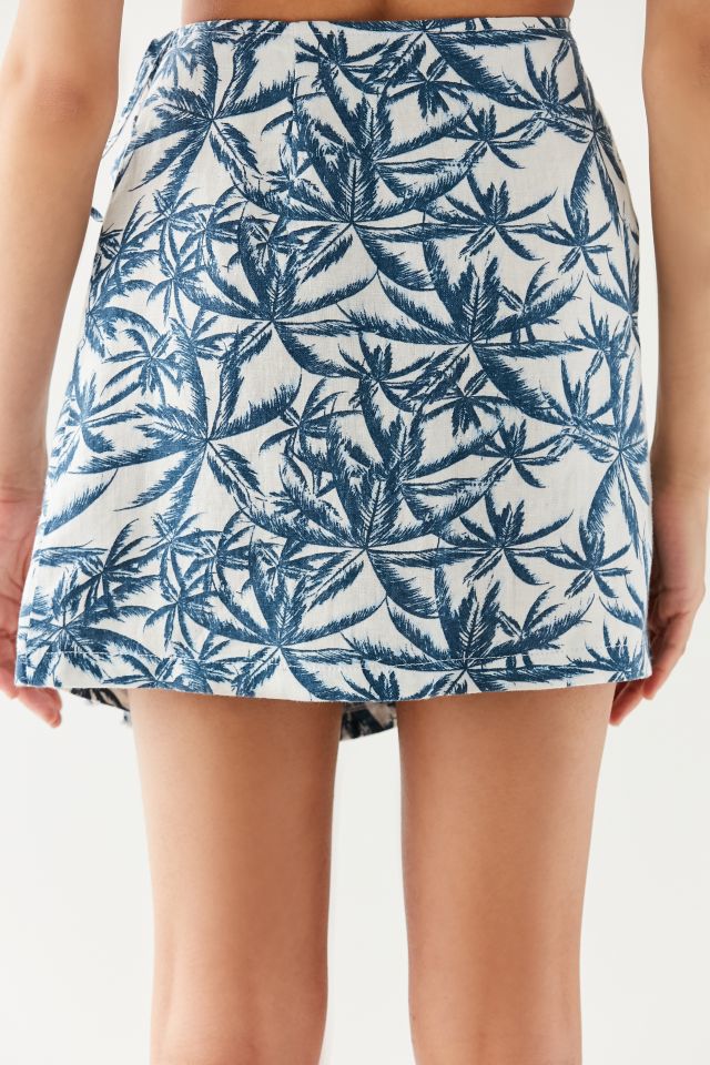 UO Linen Palm Tree Wrap Mini Skirt #3