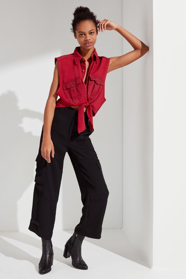 Urban Renewal Recycled Overdyed Tie-Front Button-Down Top #5