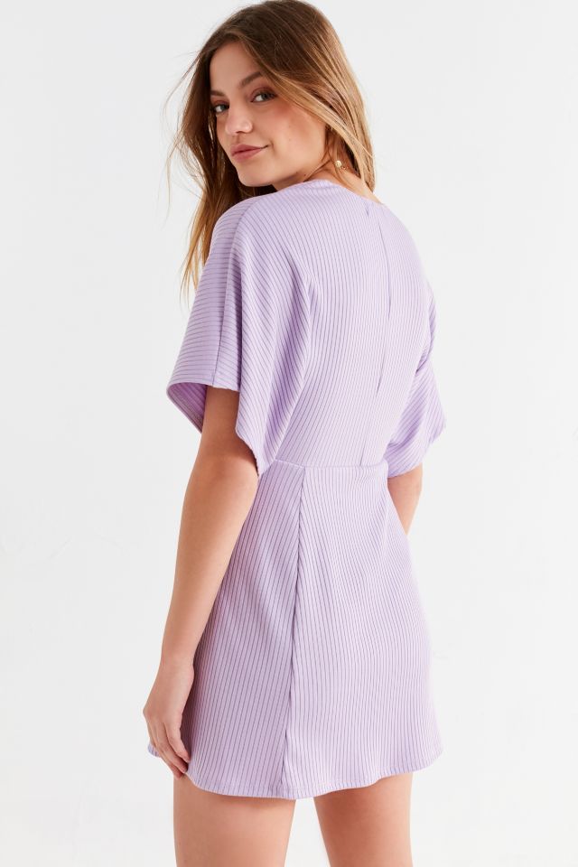 UO Claudia Ribbed Knit Plunging Mini Dress #1