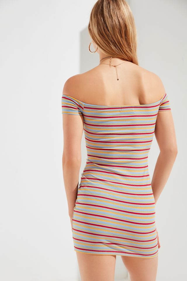 UO Off-The-Shoulder Striped Bodycon Dress #3