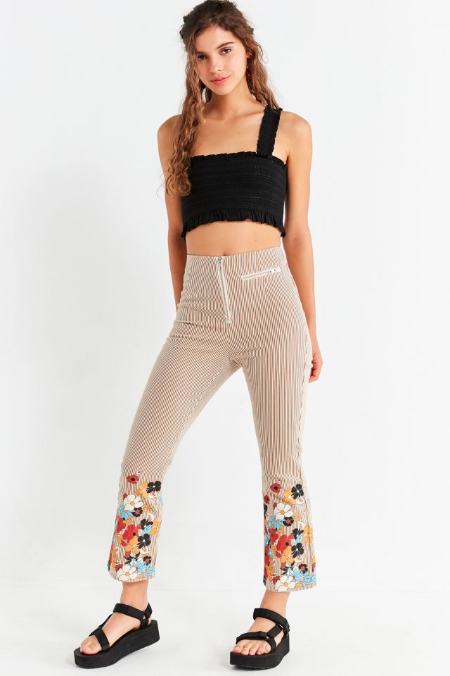 Bdg Kick Flare High Rise Cropped Jean Flower Urban Outfitters Canada