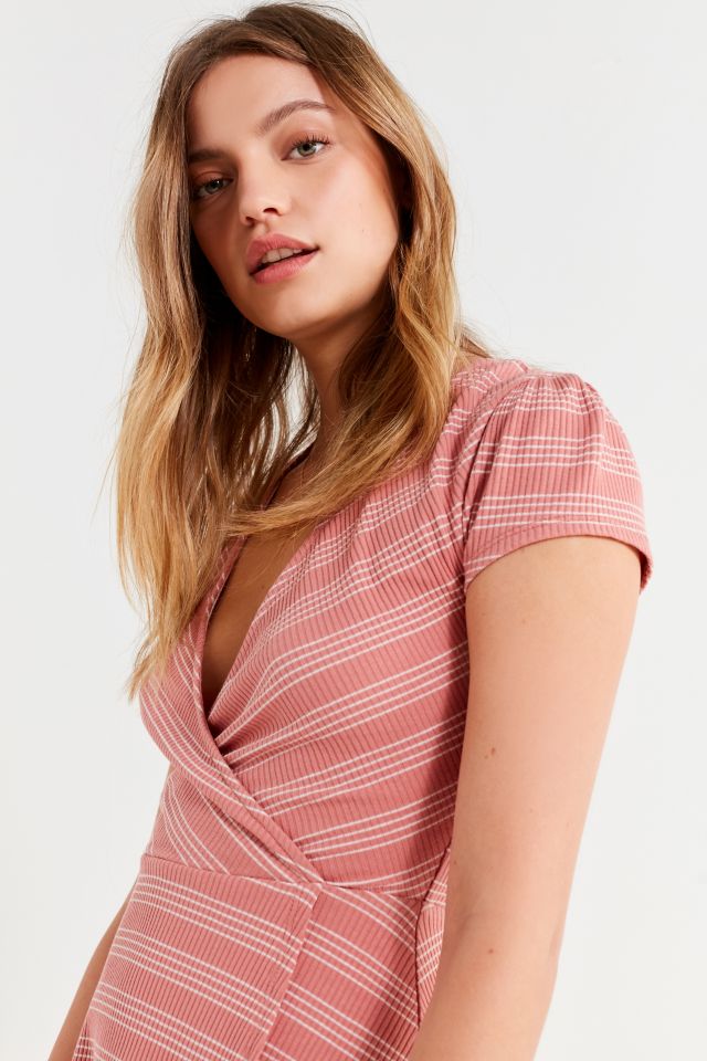 Robe portefeuille côtelée à rayures UO #3