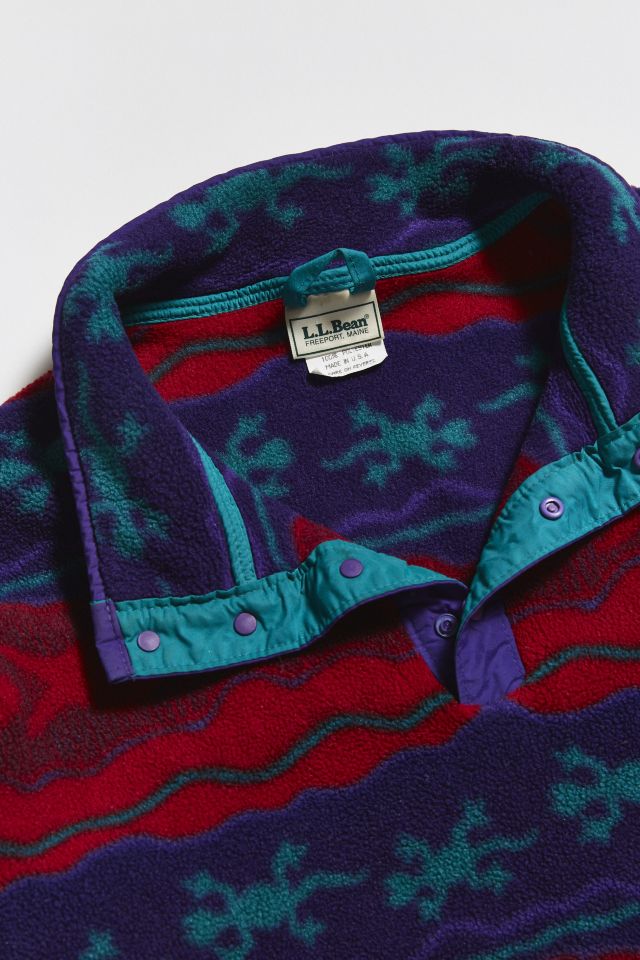 Vintage L.L. Bean Red Multi Polar Fleece Jacket #2