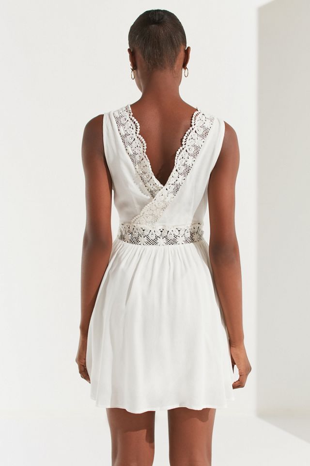 UO Lace-Trim Surplice Mini Dress | Urban Outfitters