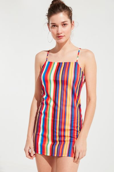 rainbow striped mini dress