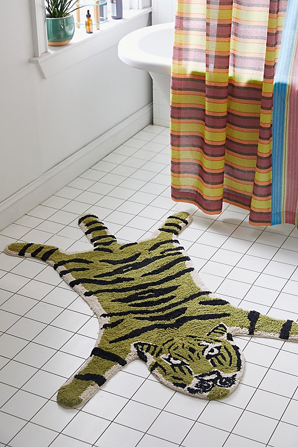 Urban Outfitters Tiger Bath Mat In Olive