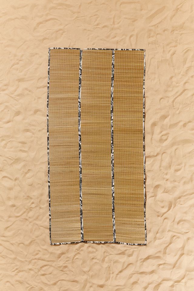 Miku Tropical Woodblock Straw Beach Mat #1