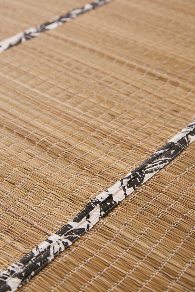 Miku Tropical Woodblock Straw Beach Mat #4