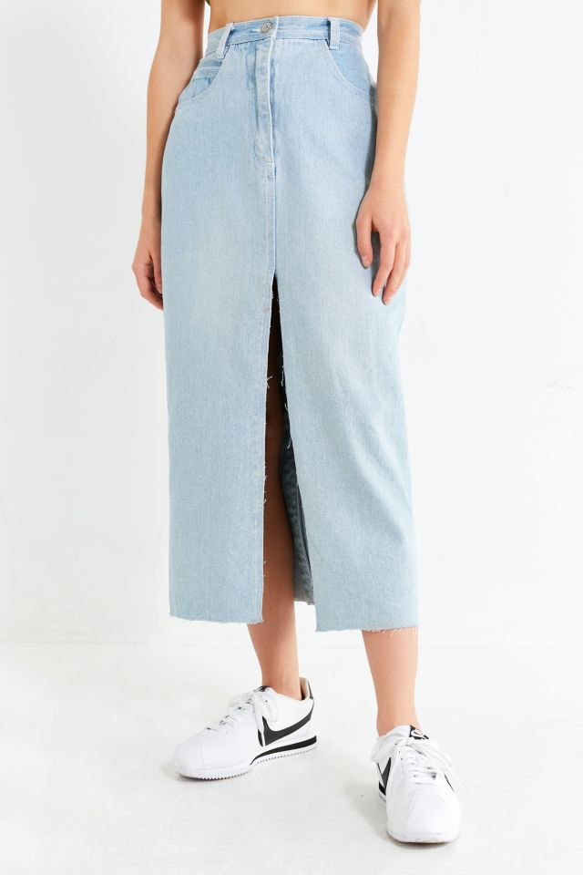 Vintage Slit Denim Midi Skirt #1