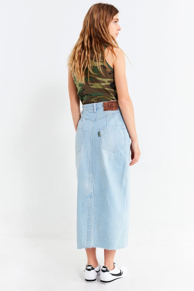 Vintage Slit Denim Midi Skirt #2
