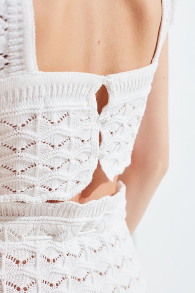 Urban Outfitters Uo Clare Crochet Square Neck Top