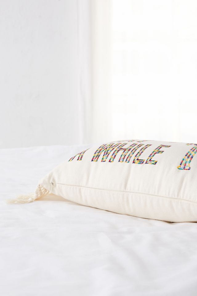 Stay Awhile Embroidered Lumbar Pillow #1