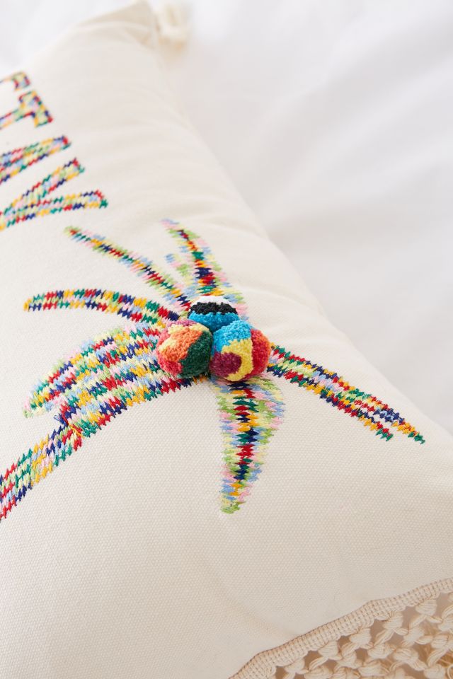 Stay Awhile Embroidered Lumbar Pillow #2