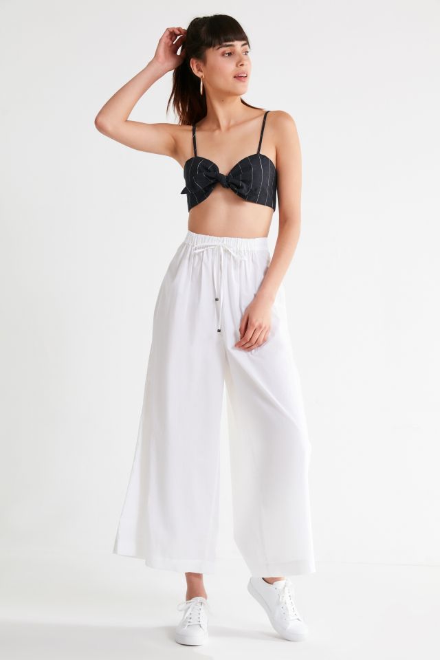 UO Pinstripe Tie-Front Bra Top